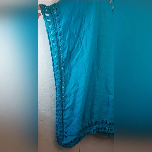 Swimsuit Coverup Batwing Sleeves Crochet Lace Edging Resort Vacay Beach Vacation - Picture 3 of 10